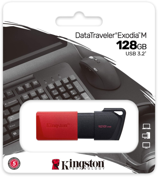 Флеш Диск Kingston 128Gb DataTraveler Exodia M DTXM/128GB USB3.0 черный/черный