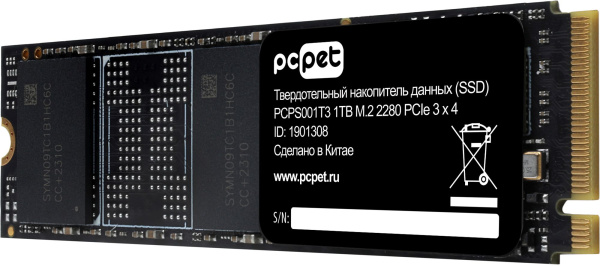 Накопитель SSD PC Pet PCIe 3.0 x4 1TB PCPS001T3 M.2 2280 OEM