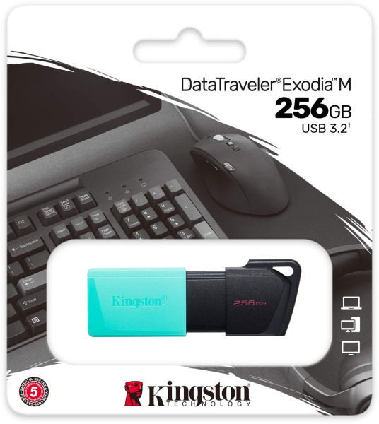 Флеш Диск Kingston 256Gb DataTraveler Exodia M DTXM/256GB USB3.0 черный/зеленый