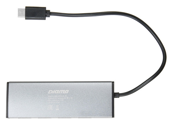 Разветвитель USB-C Digma HUB-4U2.0-UC-DS 4порт. серебристый