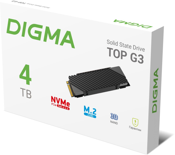 Накопитель SSD Digma PCIe 4.0 x4 4TB DGST4004TG33T Top G3 M.2 2280