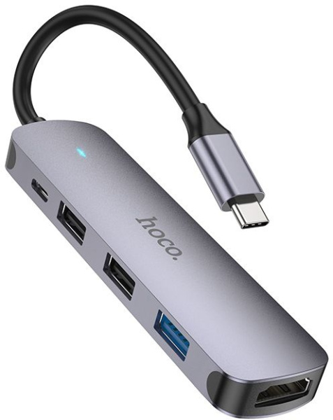 Разветвитель USB-C Hoco HB27 4порт. серый