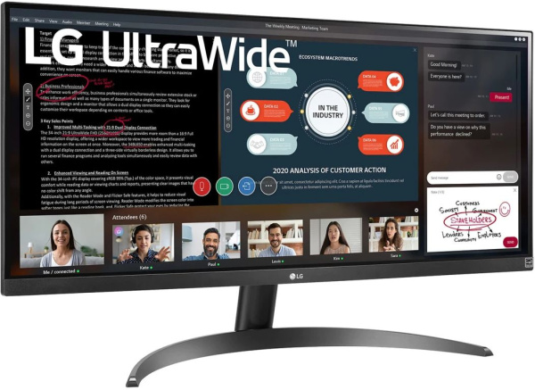 Монитор LG 29" UltraWide 29WP500-B черный IPS LED 21:9 (Ultrawide) HDMI матовая 350cd 178гр/178гр 2560x1080 FHD 5.2кг