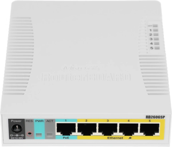 Коммутатор MikroTik RB260GSP CSS106-1G-4P-1S (L2) 5x1Гбит/с 1SFP 4PoE управляемый