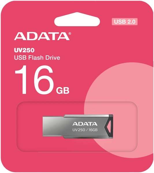 Флеш Диск A-Data 16Gb UV250 AUV250-16G-RBK USB2.0 серебристый