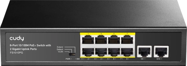 Коммутатор Cudy FS1010PG (L2) 8x100Мбит/с 2x1Гбит/с 8PoE+ 120W неуправляемый