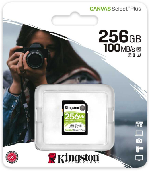 Флеш карта SDXC Kingston 256GB SDS2/256GB Canvas Select Plus w/o adapter