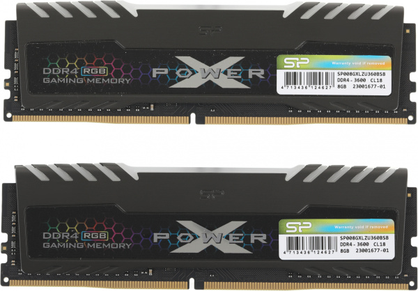 Память DDR4 2x8Gb 3600MHz Silicon Power SP016GXLZU360BDB Xpower Turbine RGB RTL Gaming PC4-28800 CL18 DIMM 288-pin 1.35В kit single rank с радиатором Ret