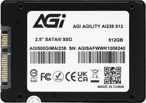 Накопитель SSD AGi SATA-III 512GB AGI500GIMAI238 AI238 2.5"