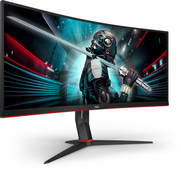 Монитор AOC 34" Gaming CU34G2X черный/красный VA LED 1ms 21:9 HDMI матовая HAS 300cd 178гр/178гр 3440x1440 144Hz FreeSync Premium DP FHD USB 8.1кг