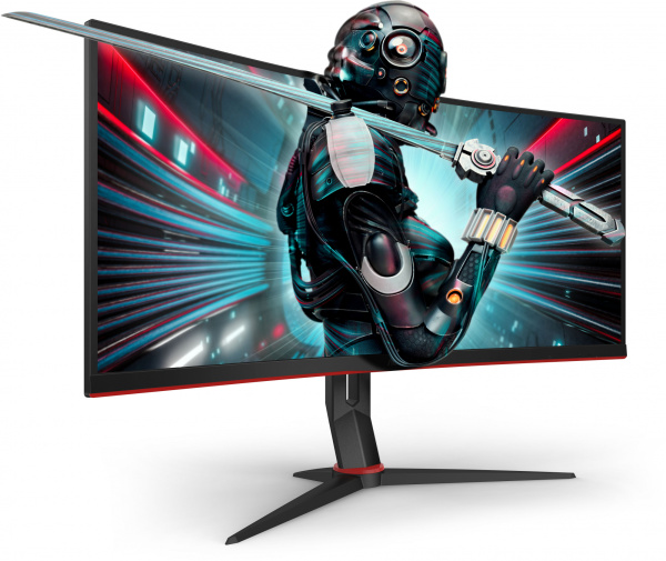 Монитор AOC 34" Gaming CU34G2X черный/красный VA LED 1ms 21:9 HDMI матовая HAS 300cd 178гр/178гр 3440x1440 144Hz FreeSync Premium DP FHD USB 8.1кг