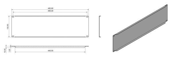 Фальш-панель Hyperline BPV-3-RAL9005 шир.482.6мм выс.132.5мм 3U черный (упак.:1шт)