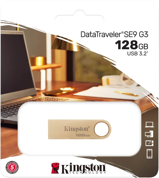 Флеш Диск Kingston 128GB DataTraveler SE9 DTSE9G3/128GB USB3.0 серебристый
