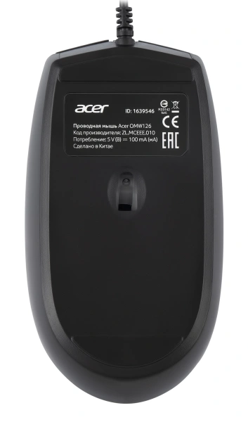 Мышь Acer OMW126 черный оптическая (1000dpi) USB (2but)