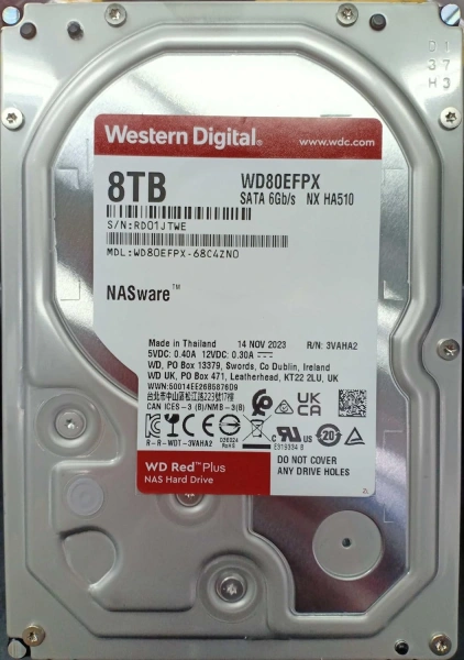 Жесткий диск WD SATA-III 8TB WD80EFPX NAS Red Plus (5640rpm) 256Mb 3.5"