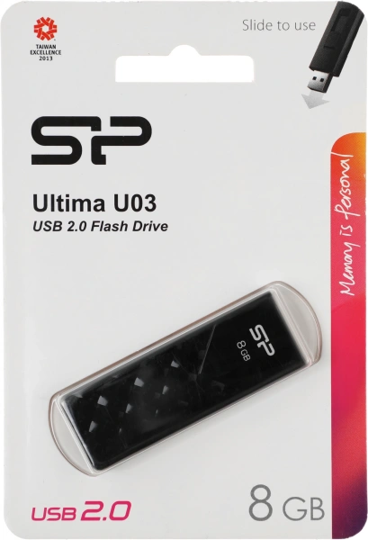 Флеш Диск Silicon Power 8Gb Ultima U03 SP008GBUF2U03V1K USB2.0 черный