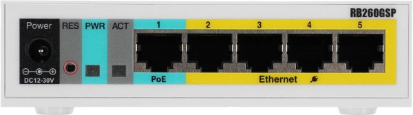 Коммутатор MikroTik RB260GSP CSS106-1G-4P-1S (L2) 5x1Гбит/с 1SFP 4PoE управляемый