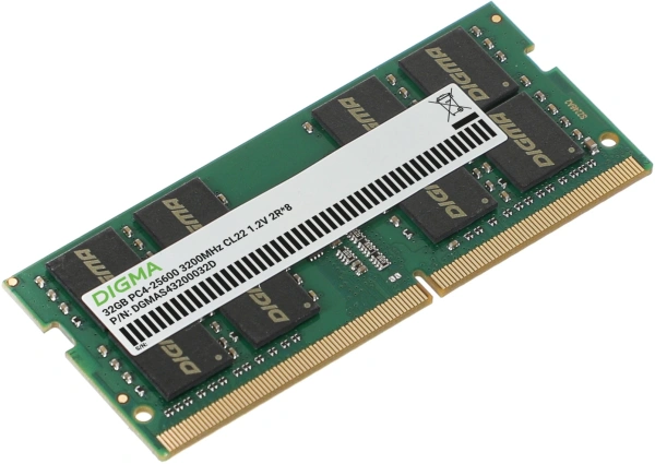 Память DDR4 32GB 3200MHz Digma DGMAS43200032D RTL PC4-25600 CL22 SO-DIMM 260-pin 1.2В dual rank Ret