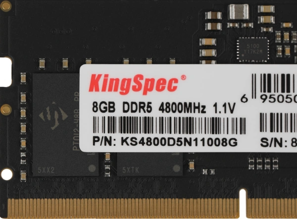 Память DDR5 8GB 4800MHz Kingspec KS4800D5N11008G RTL PC5-38400 CL40 DIMM 288-pin 1.1В single rank Ret