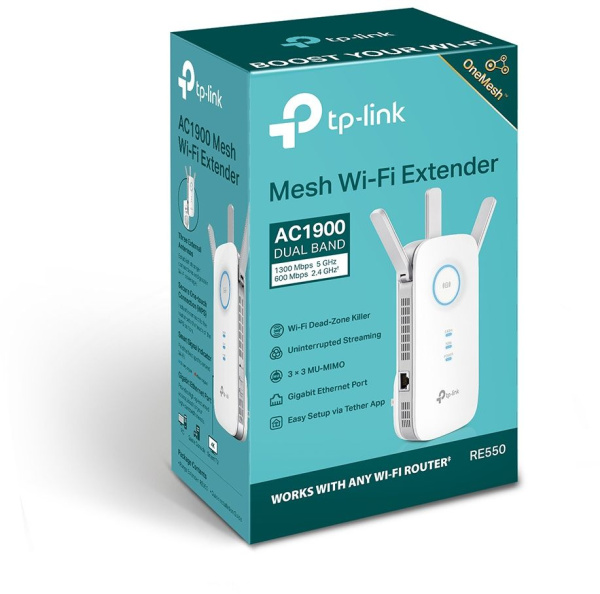 Повторитель беспроводного сигнала TP-Link RE550 AC1900 10/100/1000BASE-TX белый