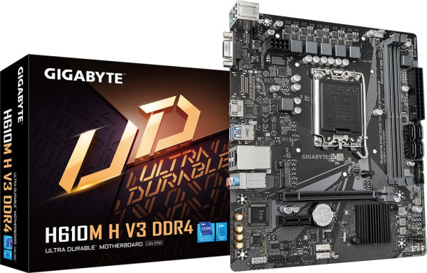 Материнская плата Gigabyte H610M H V3 DDR4 Soc-1700 Intel H610 2xDDR4 mATX AC`97 8ch(7.1) GbLAN+VGA+HDMI