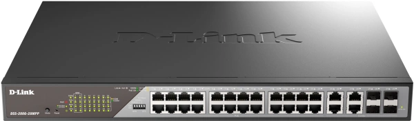 Коммутатор D-Link DSS-200G-28MPP/A1A 24x1Гбит/с 4xКомбо(1000BASE-T/SFP) 518W настраиваемый