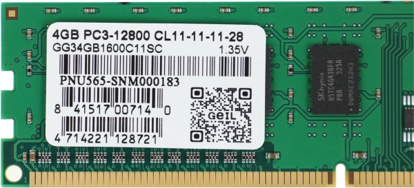 Память DDR3L 4GB 1600MHz Geil GG34GB1600C11SC RTL PC3L-12800 CL11 LONG DIMM 240-pin 1.35В single rank Ret