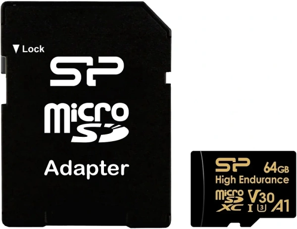 Флеш карта microSDXC 64GB Silicon Power SP064GBSTXDV3V1HSP High Endurance V30 + adapter