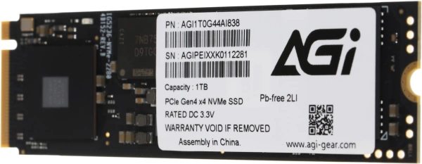 Накопитель SSD AGi PCIe 4.0 x4 1TB AGI1T0G44AI838 AI838 M.2 2280