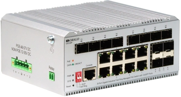 Коммутатор Origo OI3120P/185W OI3120P/185W/A1A (L2) 8x1Гбит/с 12SFP 8PoE+ 185W управляемый