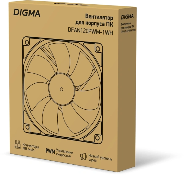 Вентилятор Digma DFAN120PWM-1WH 120x120x25mm белый 4-pin 20-28dB 114gr Ret