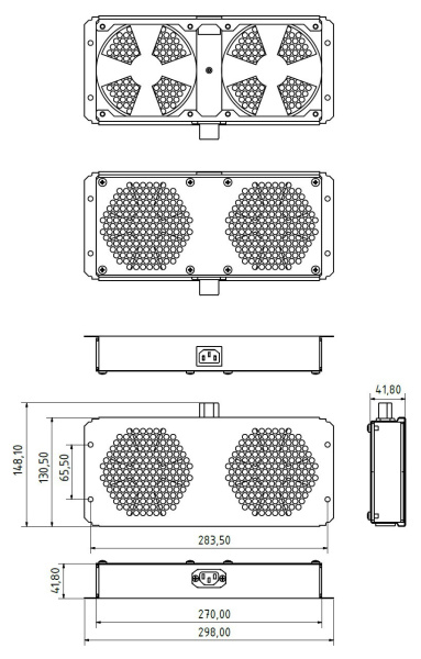 Модуль вентиляторный Hyperline (TFAB-T2FR-RAL9004) 2 вент. черный (упак.:1шт)