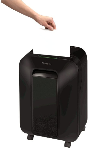 Шредер Fellowes PowerShred LX200 черный (секр.P-4) перекрестный 12лист. 22лтр. скрепки скобы пл.карты