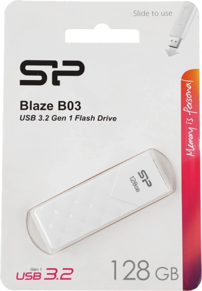 Флеш Диск Silicon Power 128Gb Blaze B03 SP128GBUF3B03V1W USB3.1 белый