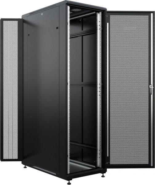 Шкаф серверный NTSS Премиум (NTSS-R42U60100PD/PDD-BL) напольный 42U 600x1000мм пер.дв.перфор. задн.дв.перфор.2-хст. 900кг черный 510мм 111кг 2210мм IP20