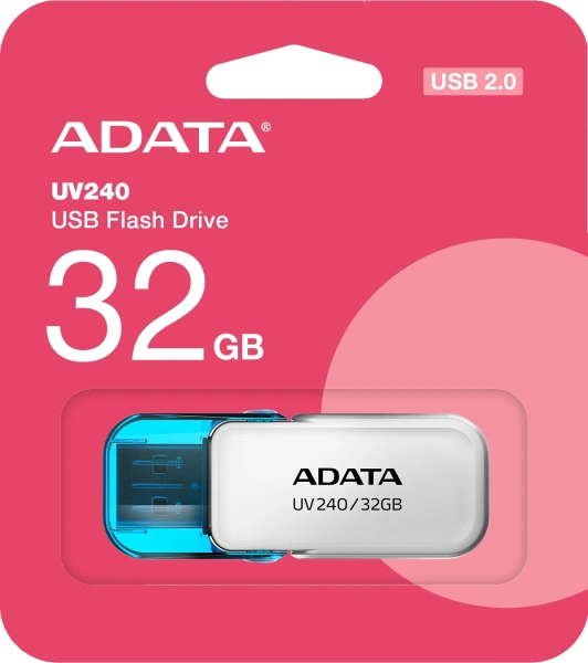 Флеш Диск A-Data 32Gb UV240 AUV240-32G-RWH USB2.0 белый/голубой