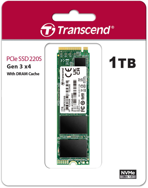 Накопитель SSD Transcend PCIe 3.0 x4 1TB TS1TMTE220S 220S M.2 2280 1.2 DWPD