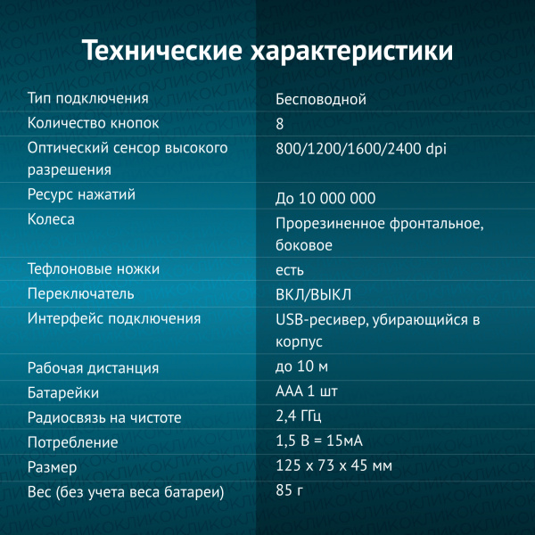 Мышь Оклик 501MW черный оптическая (2400dpi) беспроводная USB для ноутбука