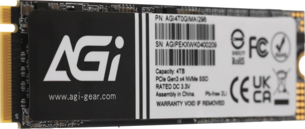 Накопитель SSD AGi PCIe 3.0 x4 4TB AGI4T0GIMAI298 AI298 M.2 2280