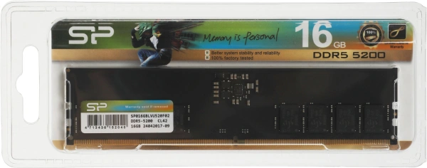 Память DDR5 16GB 5200MHz Silicon Power SP016GBLVU520F02 RTL PC5-41600 CL42 DIMM 288-pin 1.1В dual rank Ret