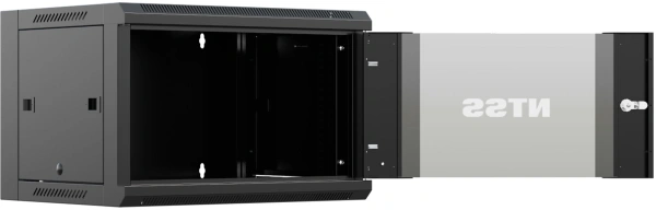 Шкаф коммутационный NTSS (NTSS-W9U6060GS-BL) настенный 9U 570x600мм пер.дв.стекл 60кг черный 22кг