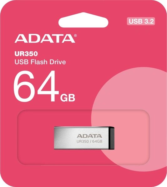 Флеш Диск A-Data 64GB UR350 UR350-64G-RSR/BK USB3.2 серебристый/черный