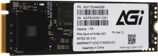 Накопитель SSD AGi PCIe 4.0 x4 1TB AGI1T0G44AI838 AI838 M.2 2280