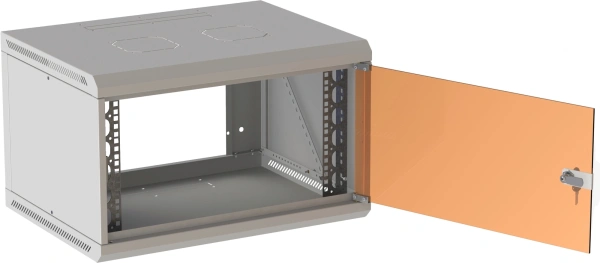 Шкаф коммутационный Suprlan (05-1060) настенный 6U 600x350мм пер.дв.стекл направл.под закл.гайки 70кг RAL 7035 285мм 13.3кг 360мм