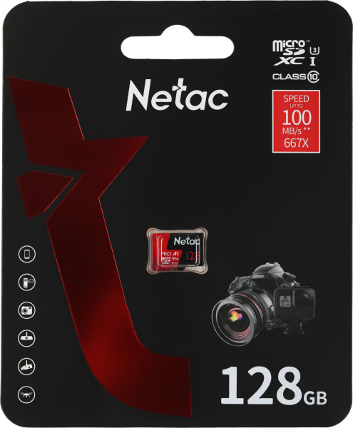 Флеш карта microSDXC 128GB Netac NT02P500PRO-128G-S P500 Extreme Pro A1 w/o adapter