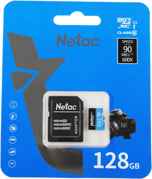 Флеш карта microSDXC 128GB Netac NT02P500STN-128G-R P500 + adapter