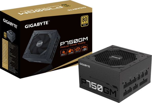 Блок питания Gigabyte ATX 750W GP-P750GM 80+ gold 24pin APFC 120mm fan 8xSATA Cab Manag RTL