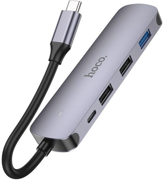 Разветвитель USB-C Hoco HB27 4порт. серый