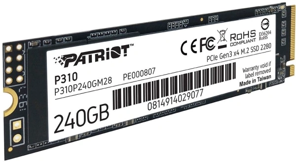 Накопитель SSD Patriot PCIe 3.0 x4 240GB P310P240GM28 P310 M.2 2280