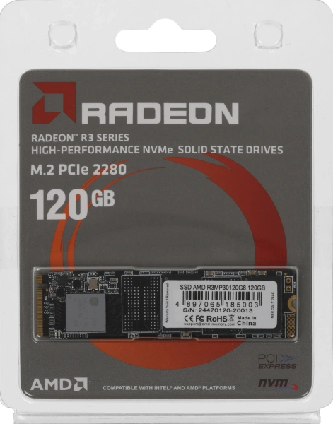 Накопитель SSD AMD PCIe 3.0 x4 120GB R3MP30120G8 Radeon M.2 2280